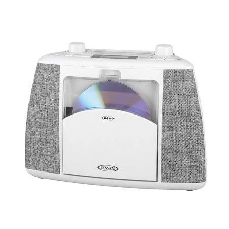 Jensen Portable Bluetooth CD Music System, White CD-565A