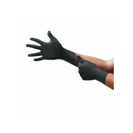Ansell Onyx Disposable Gloves, Nitrile, Finger - 13 mm, Palm - 9 mm, Medium, Black, 100PK 748-N642