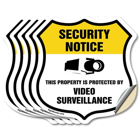 Signmission Security Notice Shield Sign This Propert, 6 inch X 6 inch, Vinyl Decal, 5PK SHI-D-5PACK-6-461