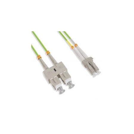 Cable Wholesale LC/UPC to SC/UPC OM5 Duplex 2.0mm Fiber Optic Patch Cord, LSZH/OFNR, Multimode, 50/125, Lime LCSC-51025