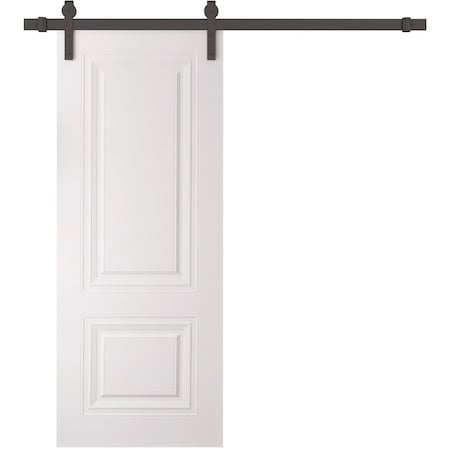 Sartodoors Barn Door 32 x 84 inches, BASIC 9772 White, 6.6FT Rail Track Heavy Hardware Set, Solid Panel Inte BASIC9772BD-B-SKIN-3284