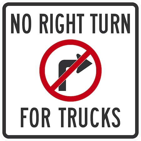 Lyle No Right Turn For Trucks (w/graphic), 30x30, Diamond Grade, White G-15527-DG_30x30