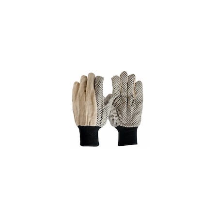 True Grip Cotton Canvas Gloves, Dotted, Men's L, 3PK 91633-09