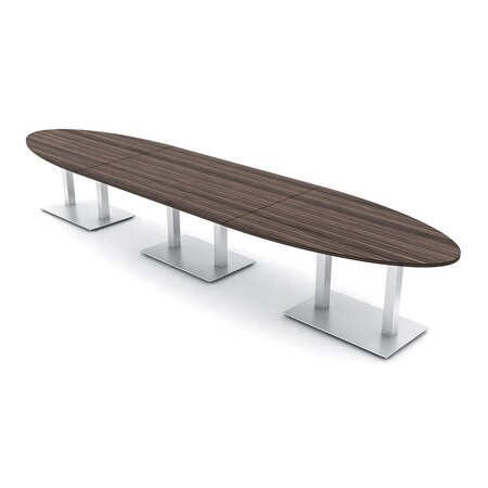 Skutchi Designs Oval Conference Table With Power Unit, 48 in W, 192 in L, Brown HAR-OVL-48X192-DOU-H3041-NA