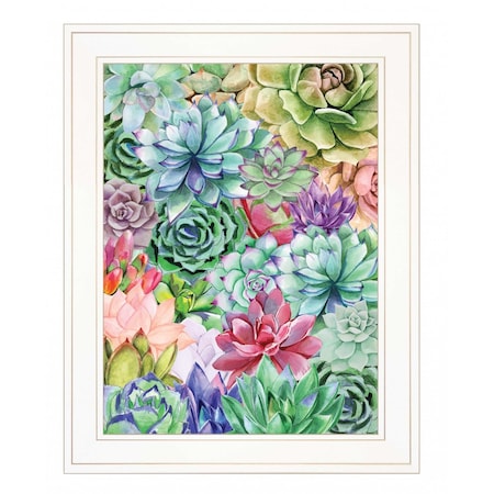 Homeroots Succulents Paradise 2 White Framed Print Wall Art 407881