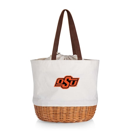 Picnic Time Family Of Brands NCAA Oklahoma State Cowboys Coronado Canvas and Willow Basket Tote - Picnic Bag 203-00-187-464-0