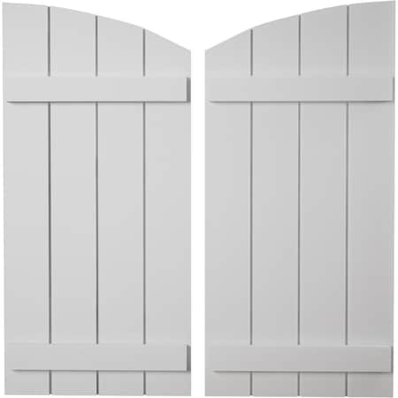 Ekena Millwork Smooth 4 Board Joined Board-n-Batten w/Elliptical Top Faux Wood Shutters, 22W x 82H, PR SHUBJL22X82SMPR