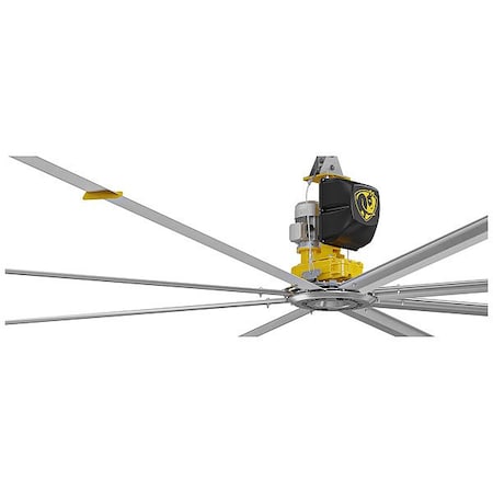 Big Ass Fans HVLS Fan, 16 ft Blade Dia, 8 Blades, Variable Speeds, 400 to 480V AC, Yellow F-PFX4-1604S34