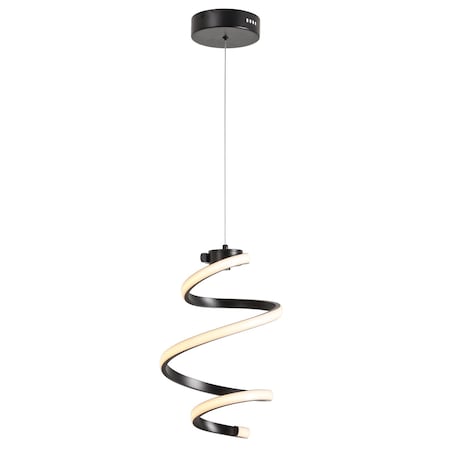 Jonathan Y Whirl 11" 1-Light Modern Minimalist Metal Helix Swirl Abstract Integrated LED Pendant, Black JYL1704B