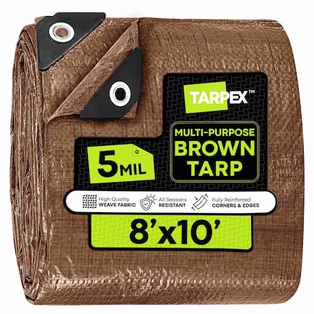 Tarpex Multipurpose Tarp, 8 ft x 10 ft, 5 Mil, Brown, Polyethylene BRT-TA-810