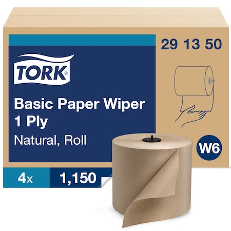Tork Hardwound Paper Towel Roll, 1 Ply, Continuous Roll Sheets, 1,150 ft, Brown, 4 PK 291350