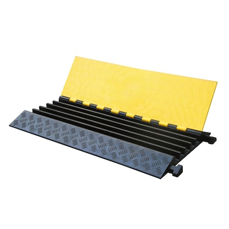 Kable Kontrol Cable Ramp, 2.16 in H, 35.43 in L, 19.685 in W, 5 Channel, Polyurethane/Rubber, Black, Yellow CP9988