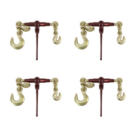 Mytee Products Ratchet Load Binder w/ 1/2in Grab Hook & 5/8in Slip Hook - 1/2in Grab Hook, 4PK CBRS12-58SH-12GHx4