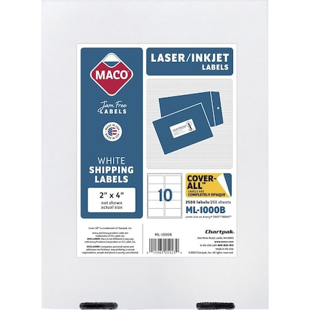 Maco Tag & Label Maco White All-Purpose Labels, 2 x 4, 2500/Box ML1000B