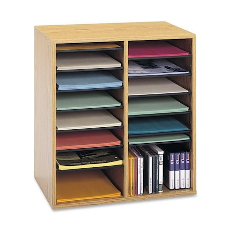 Safco Literature Org, Wood, Adjustable, 16, Oak 9422MO
