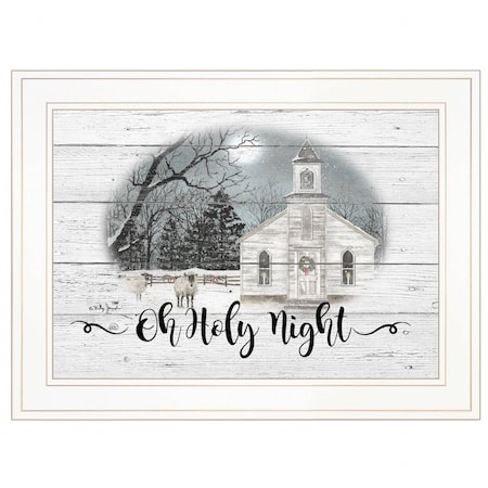 Homeroots OH HOLY Night 2 White Framed Print Wall Art 406704