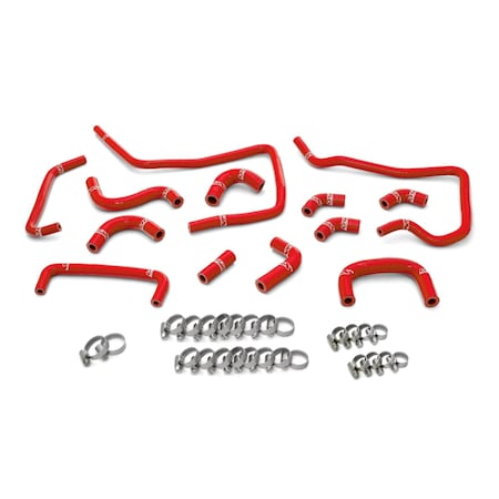 Hps Performance High Temp Reinforced Silicone Ancillary Coolant Hose Kit, Red,  57-1807-RED