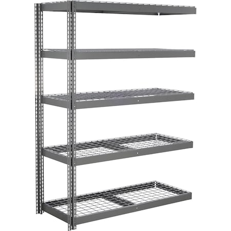 Global Industrial 5 Shelf, Heavy Duty Boltless Shelving Add On, 60"W x 24"D x 96"H, Wire Deck B3164511