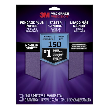 3M Faster Sanding Sanding Sheets 150 grit Medium, 9 in x 11 in, 20PK 26150TRI-3