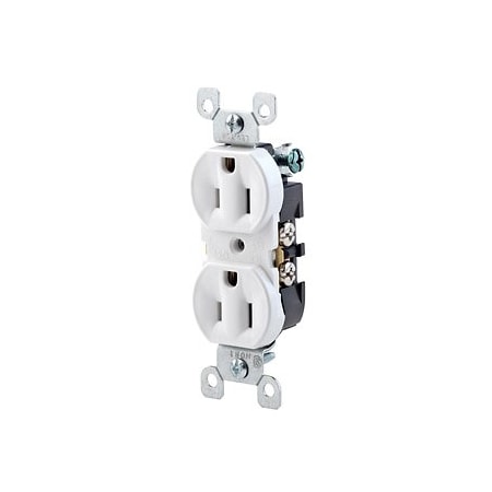 Leviton Residential Grade Duplex Receptacle, 15 Amp, 125 Volt, White 5320-WCP