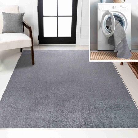 Jonathan Y Twyla Classic Solid Low-Pile Machine-Washable Gray 8 ft. x 10 ft. Area Rug WSH300F-8