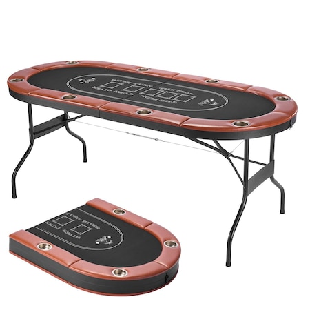 Vevor 8 Player Oval Foldable Poker Table Casino Blackjack Texas Holdem Table 72 in SUS-7232C
