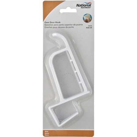 National Hardware V2715 Long Over Door Valet Hook - White N308-296