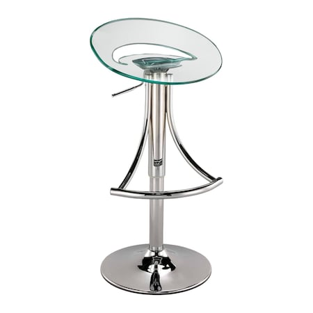 Homeroots Clear and Silver Metal and Heavy Duty Plastic Low Back Adjustable Height Bar Chair 555031