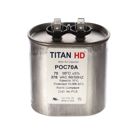 Diversitech 70MFD, 370V, Ovl Run Capacitor POC70A