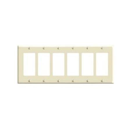 Leviton Decora Wallplate, Standard Size, Gang 6, Ivory 80436-I