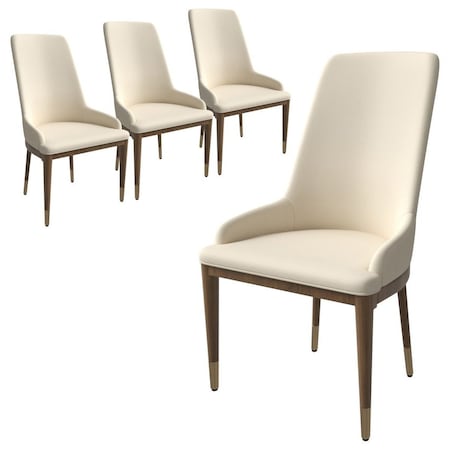 Leisuremod Viva Collection Modern Wooden Dining Chair in Light Taupe, 4PK VC24LTP4
