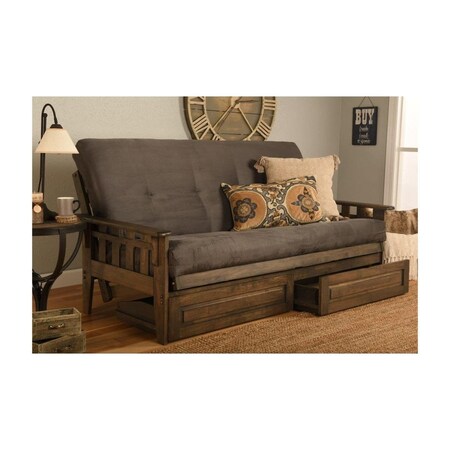 Kodiak Tucson Rustic Walnut Futon Frame with Storage Drawers - Full Size KFTSDRWFRAMESET3