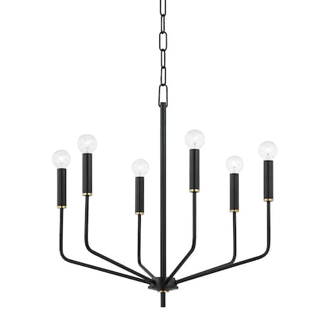 Mitzi Bailey 6 Light Chandelier 37.75 In. Aged Brass/Soft Black H516806-AGB/SBK