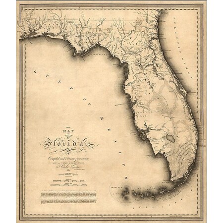 Homeroots 16" X 20" C1823 Early Map Of Florida  Vintage  Poster Wall Art 391960