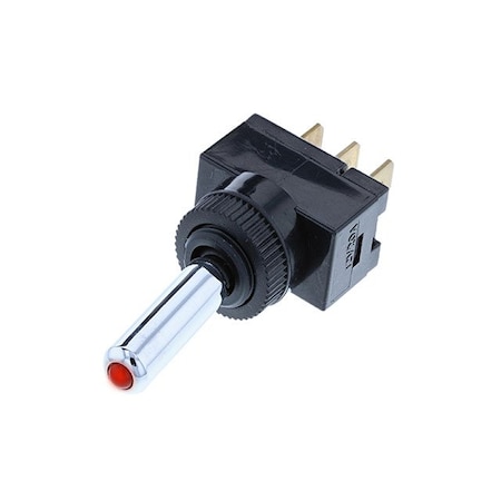 Switch Components Wedge Toggle, 3P SPST OFF-ON, Red LED TE4-1A-DC-1-RL