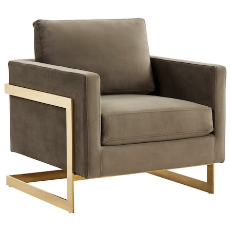 Leisuremod Lincoln Velvet Accent Armchair with Gold Frame, Dark Grey LA31DGR