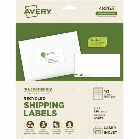 Avery Recycled Shipping Label, PK250 48263