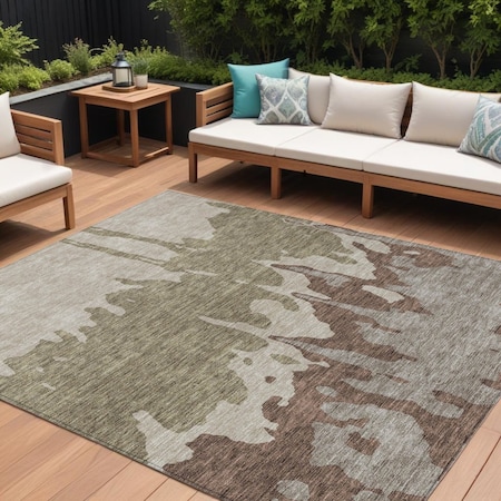 Homeroots 10' X 14' Beige And Taupe Abstract Washable Indoor Outdoor Area Rug 613613