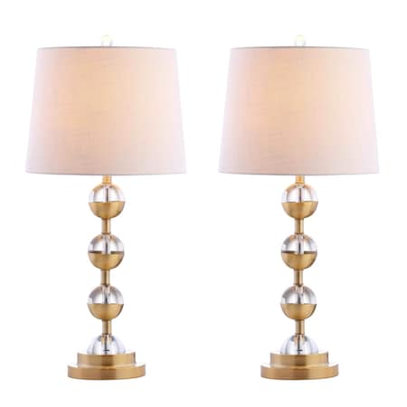 Jonathan Y Avery 27.5" Crystal LED Table Lamp, Clear/Brass Gold, 2PK JYL2049A-SET2