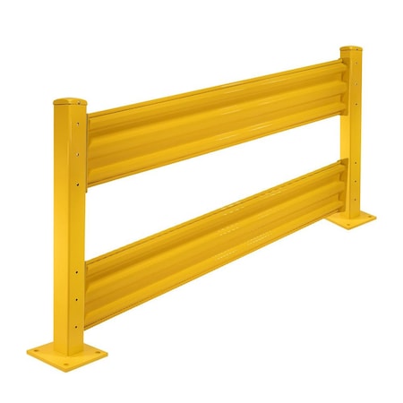 Mytee Products 4 inx4 inx42 in Bolt-On Steel Rigid Post & 8 ftx15 in 3-Rib Guard Rails for Corner GR3RP-4208-KIT