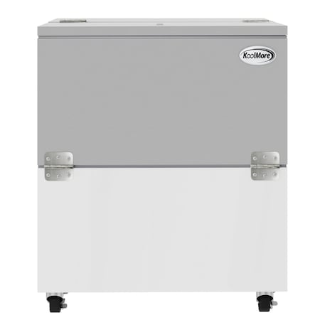Koolmore 34 in. Commercial Milk Cooler for School and Cafeteria, 8 Crate Capacity with Heavy Duty Casters KM-MC34-HDC