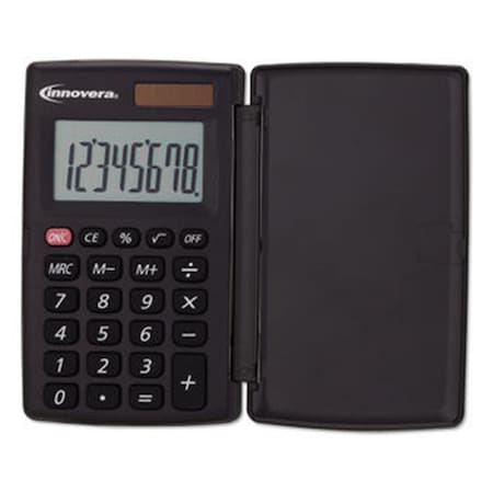 Innovera IVR 8-Digit LCD Pocket Calculator with Hard Shell Flip Cover, Black IN472245
