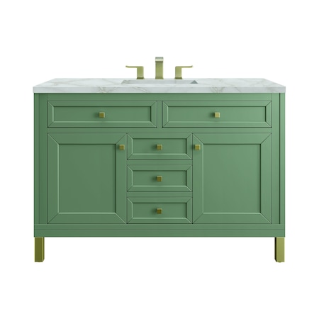 James Martin Vanities Chicago 48 in. Single Vanity, Smokey Celadon, w/ 3 CM Victorian Silver Silestone Top 503-V48-SC-3VSL