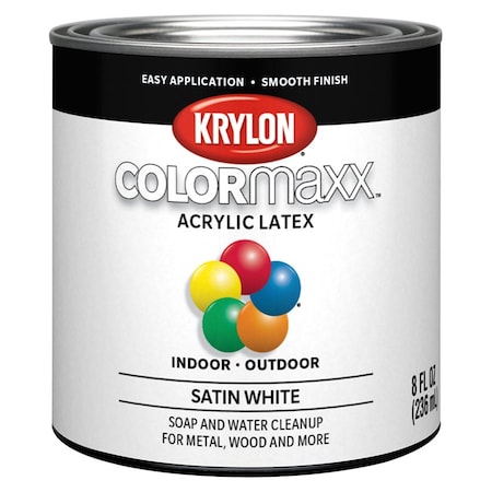 Colormaxx 1/2 Pt Krylon White Paint & Primer, Satin K05615007