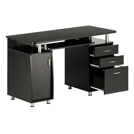 Homeroots 48" Espresso Wood Computer Desk With Two Drawers 723750