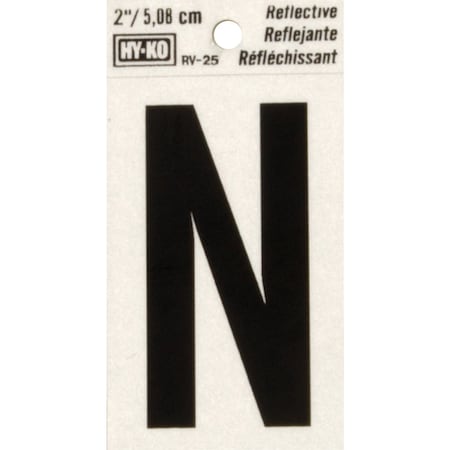 Hy-Ko Vinyl 2'' Reflective Adhesive Letter N RV-25/N