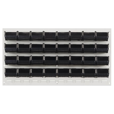 Quantum Storage Systems 36X19 HC LOUVERED PANEL W/32 BINS BLACK QLP-3619HC-220-32BK