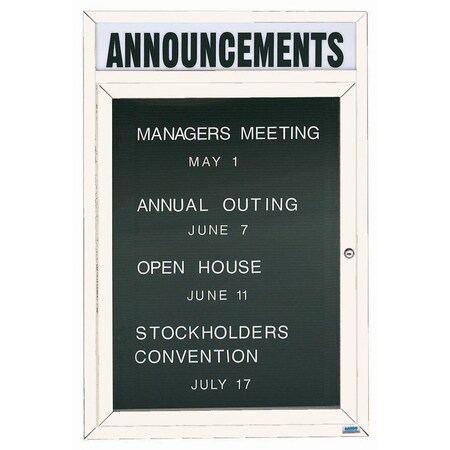 Aarco Illuminated Outdoor Enclosed Directory w/ Al Frame Header, Powder Coated White, 48''Hx36''W OADC4836HIW