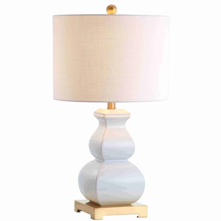 Jonathan Y Vienna 25.5" Ceramic LED Table Lamp, White/Gold JYL3049B