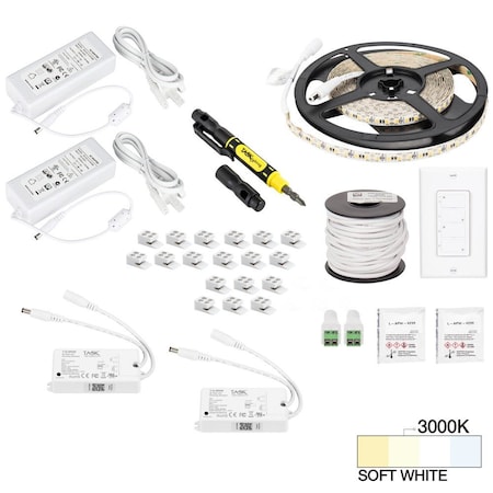 Task Lighting 16 Ft. 225 Lumens/Ft. 12 V, V, Duo Wireless Controller, 2 Zone 2 Area, Sgl-White, Soft. White 3000K L-VK2Z2A-16-30